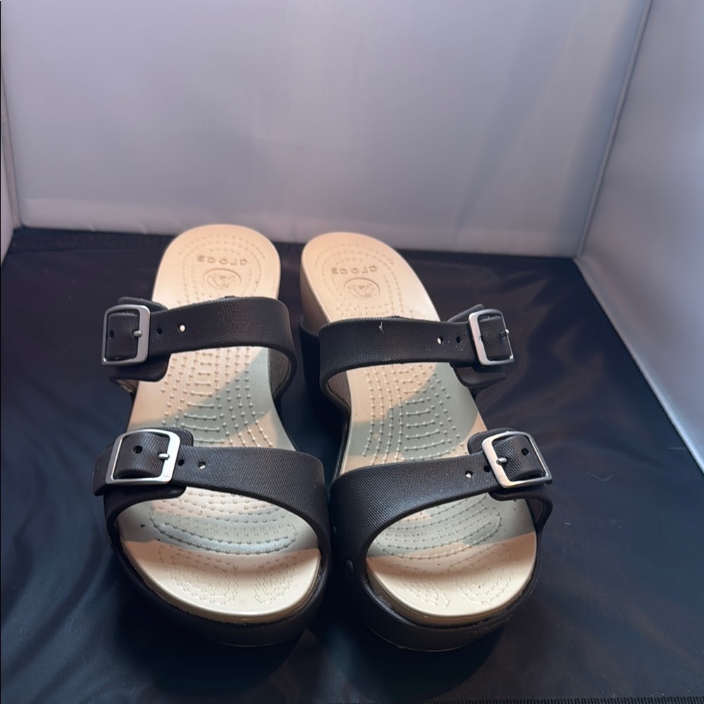 CROCS Black Double Strap Sandals
